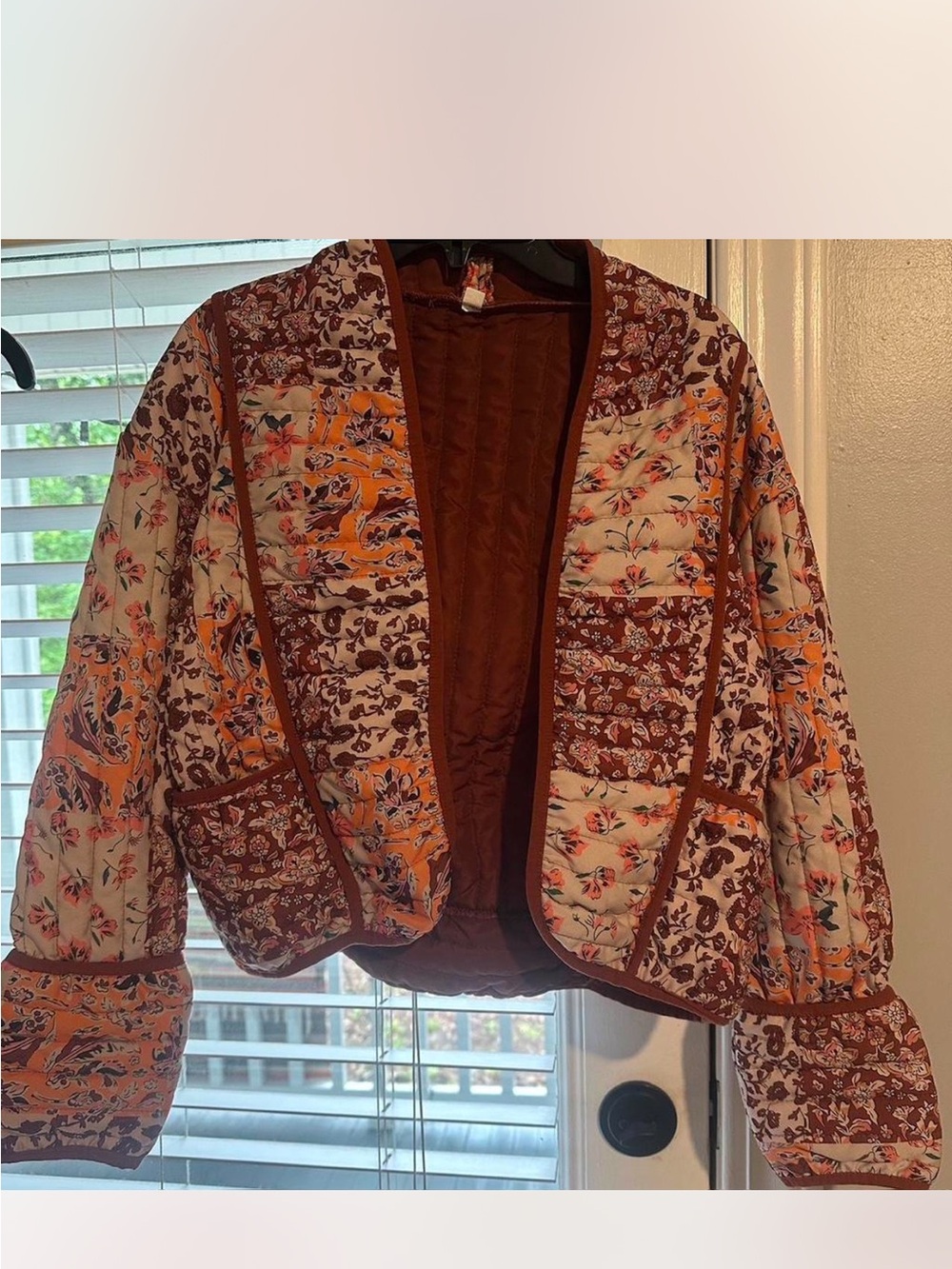Quilted boho Cropped Jacket - Rust & Cream